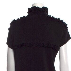 IRO Black Ruffled Zip Mock Top Blouse Sleeveless